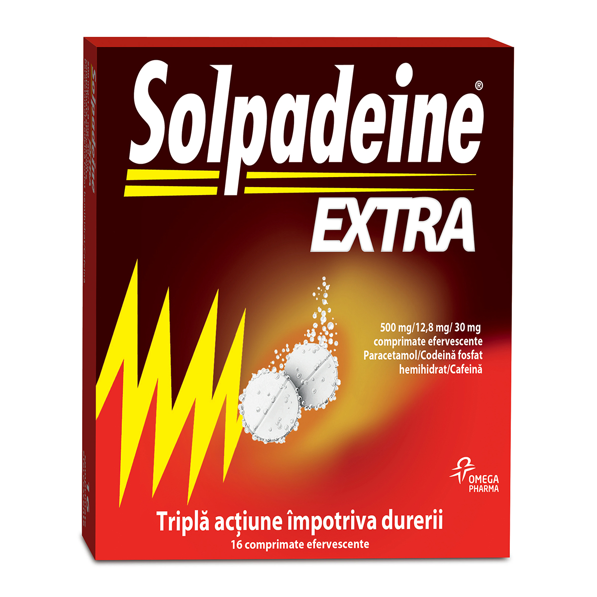 Analgezice - Solpadeine Extra 500 mg/12,8 mg/30 mg, 16 comprimate efervescente, Omega Pharma, sinapis.ro