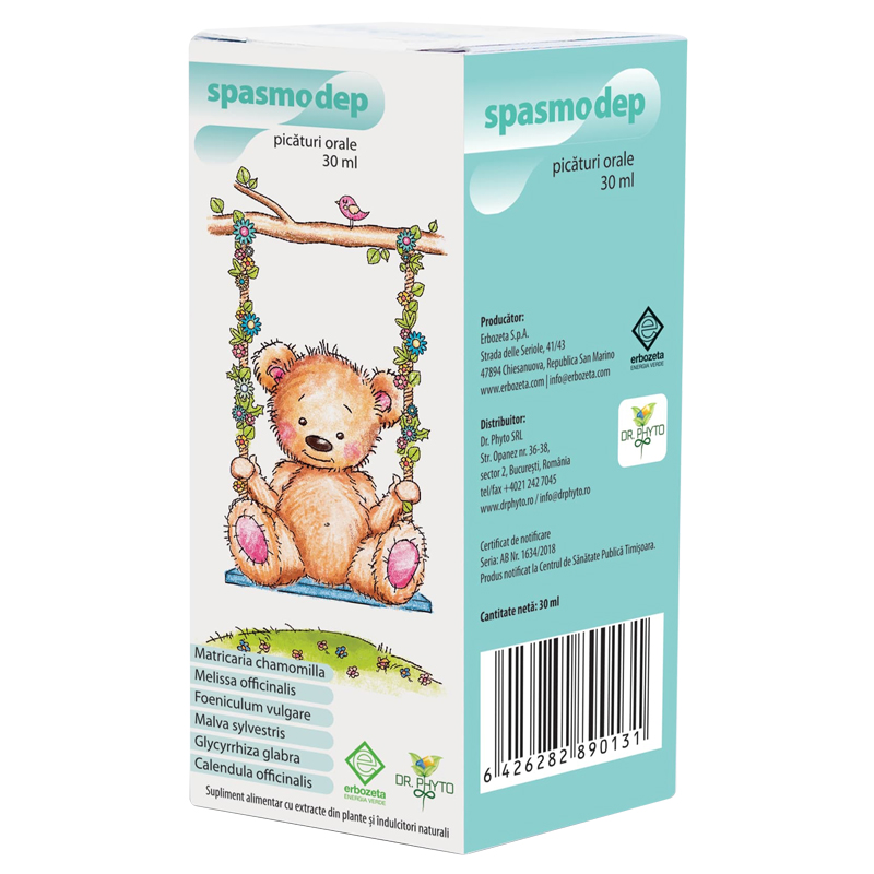 Probiotice si Prebiotice - Spasmodep, picături orale, 30ml, Erbozeta, sinapis.ro