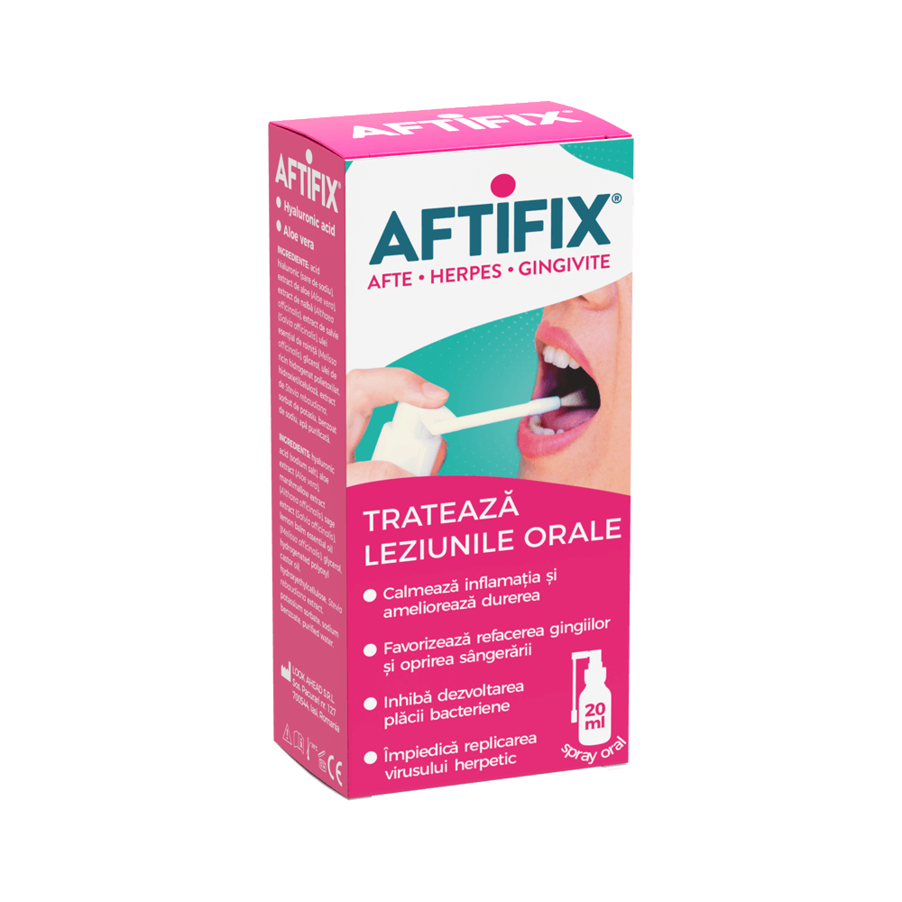 Tratamente bucale - Spray oral Aftifix, 20 ml, Fiterman Pharma, sinapis.ro