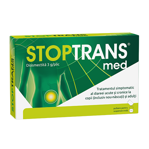 Antidiareice - Stoptrans med, 10 plicuri cu pulbere pentru suspensie orala, sinapis.ro