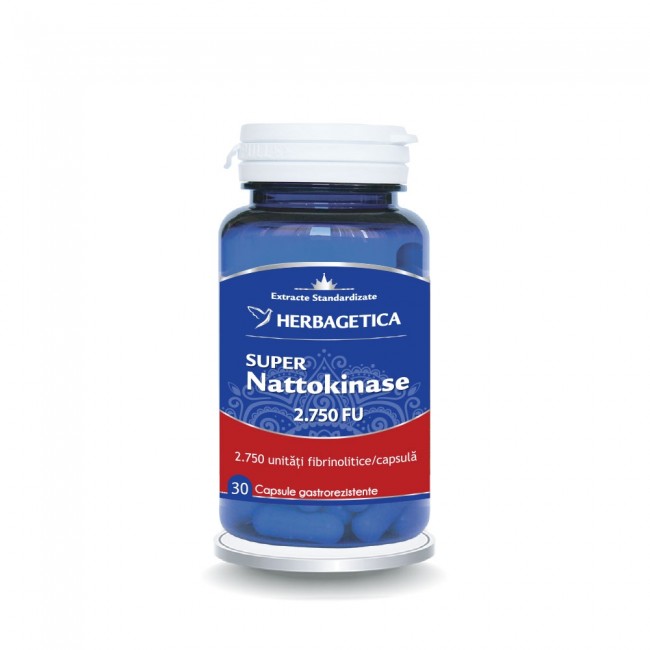 Cardiace-tensiune - Super Nattokinase 2750FU, 30 capsule, Herbagetica, sinapis.ro