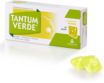Dureri de gat - Tantum verde cu aroma de lămâie 3mg, 20 pastile, sinapis.ro