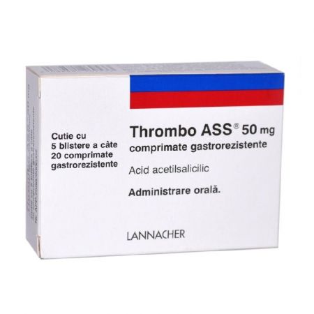 Cardiace si tensiune - Thrombo Ass 50mg, 100 comprimate gastrorezistente, Lannacher, sinapis.ro