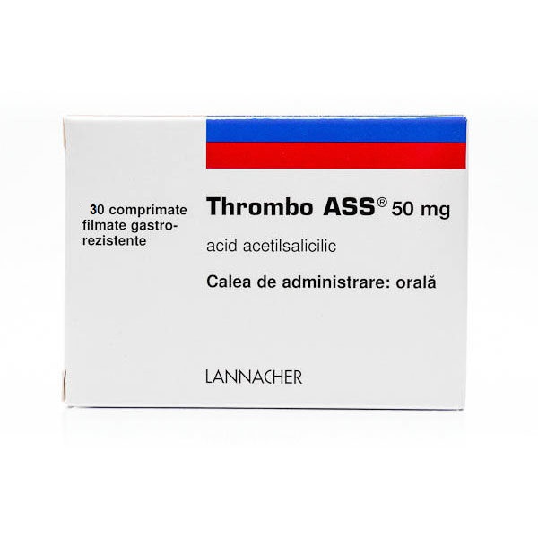 Cardiace si tensiune - Thrombo Ass 50mg, 30 comprimate gastrorezistente, Lannacher, sinapis.ro