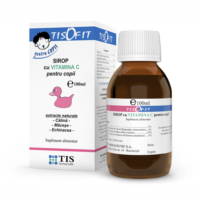 Raceala si gripa - Tisofit sirop cu Vitamina C pentru copii, 100 ml, Tis, sinapis.ro