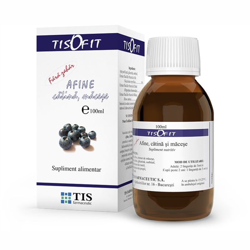 Raceala si gripa - Tisofit sirop de afine, cătină și măceșe, 100 ml, Tis, sinapis.ro