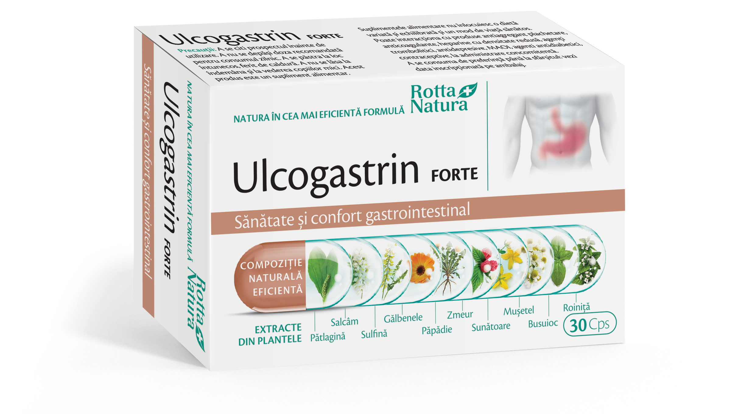 Antiacide - Ulcogastrin forte, 30 capsule, Rotta Natura, sinapis.ro