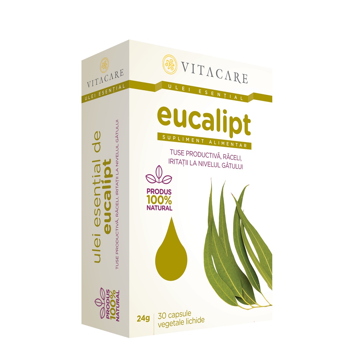 Respiratie usoara - Ulei esential eucalipt, 30 capsule, Vitacare, sinapis.ro