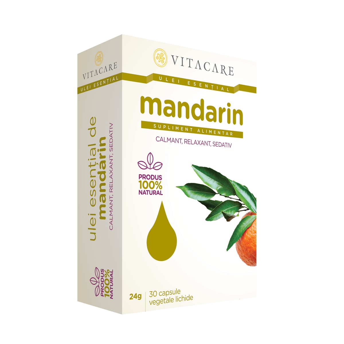 Antistres - Ulei esential mandarin, 30 capsule, Vitacare, sinapis.ro