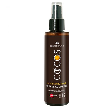 Produse cu SPF pentru corp - Ulei plajă COCOS SPF15 cu ulei de cocos bio, 150ml, Cosmetic Plant, sinapis.ro
