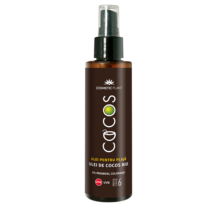 Produse cu SPF pentru corp - Ulei plajă COCOS SPF6 cu ulei de cocos bio, 150ml, Cosmetic Plant, sinapis.ro