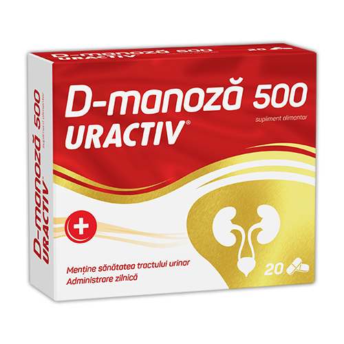 Dezinfectante urinare - Uractiv D-manoza 500mg, 20 capsule, Fiterman, sinapis.ro