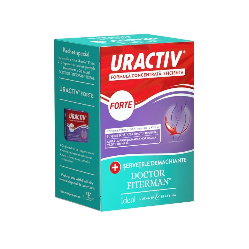 Dezinfectante urinare - Uractiv forte, 10 capsule, Fiterman Pharma, Promo Servetele demachiante Doctor Fiterman Ideal