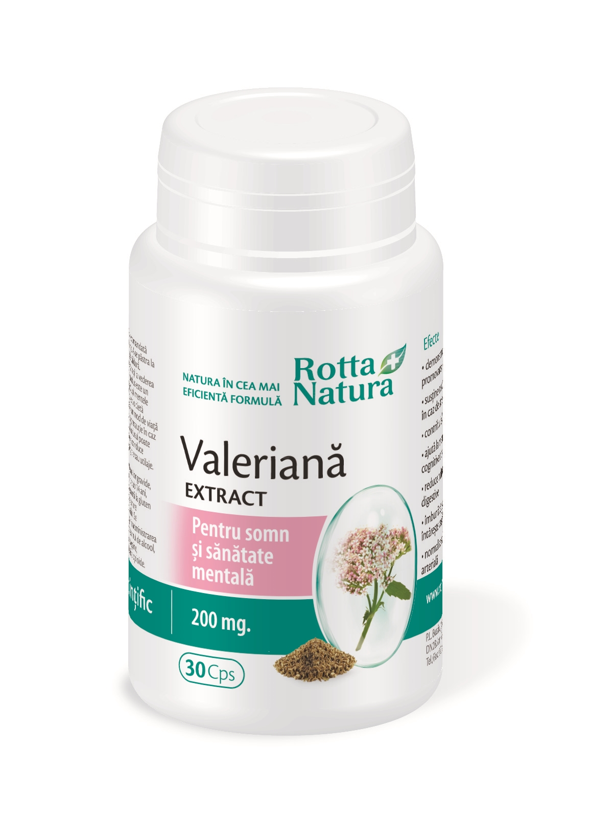 Sedative - Valeriana extract, 30 capsule, Rotta Natura, sinapis.ro