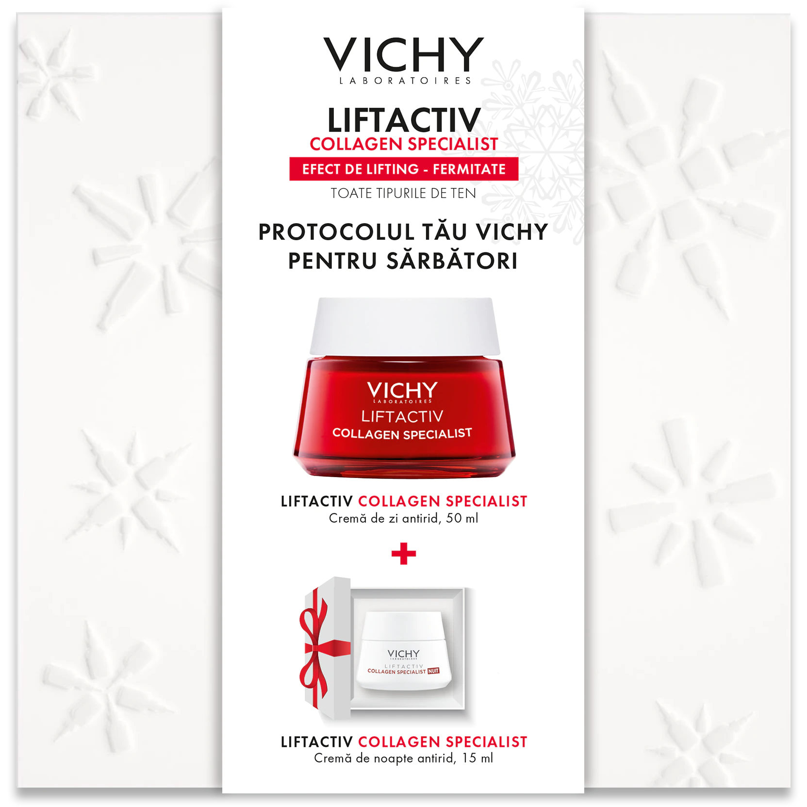 Creme si geluri de fata - Pachet promotional Vichy Liftactiv collagen specialist crema de zi antirid 50ml + crema de noapte 15ml, sinapis.ro