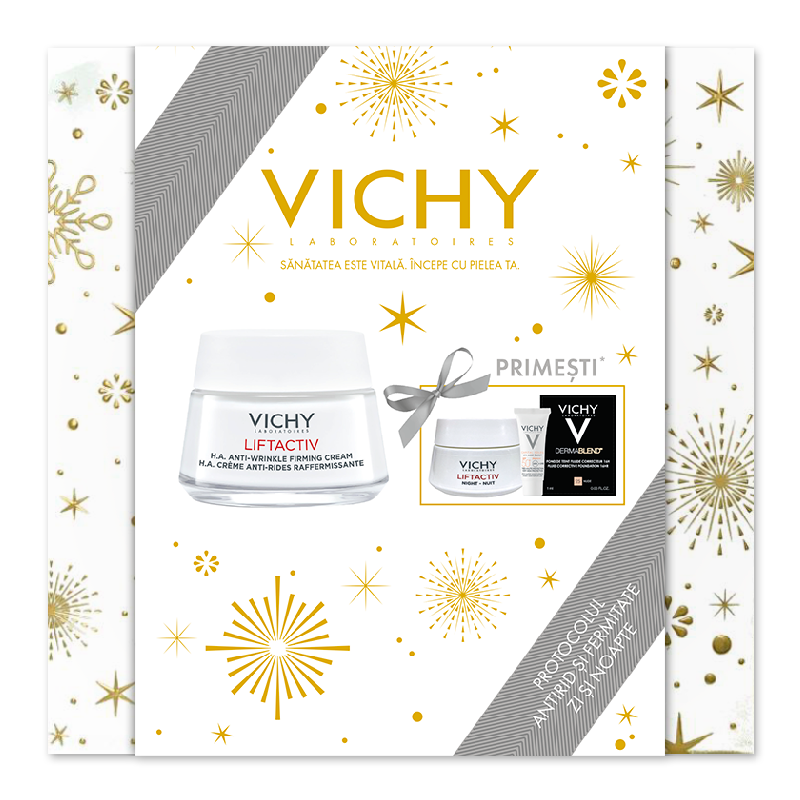 Creme si geluri de fata - Vichy liftactiv supreme Pachet promotional crema antirid ten uscat 50ml+crema noapte 15ml, sinapis.ro