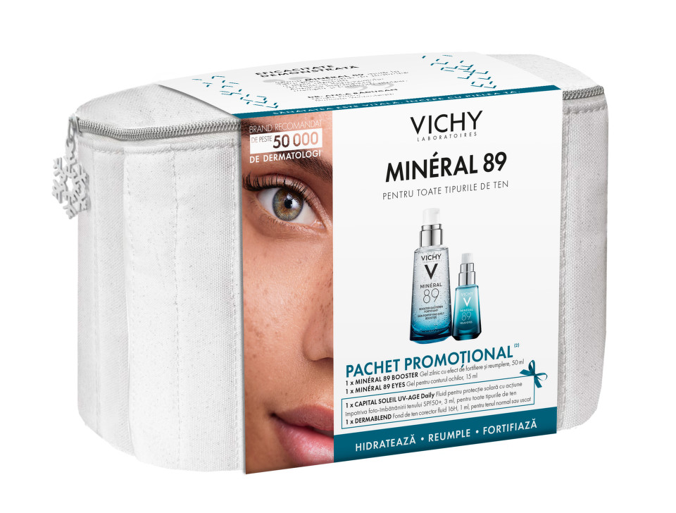 Creme si geluri de fata - Vichy Mineral 89 Pachet Promotional gel booster 50ml+gel contur ochi 15ml, sinapis.ro