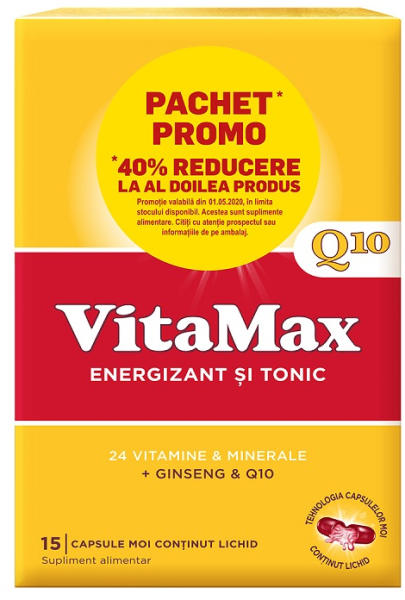 Generale - Vitamax Q10, 15 capsule + 15 capsule, Perrigo (40% reducere din al 2-lea produs), sinapis.ro