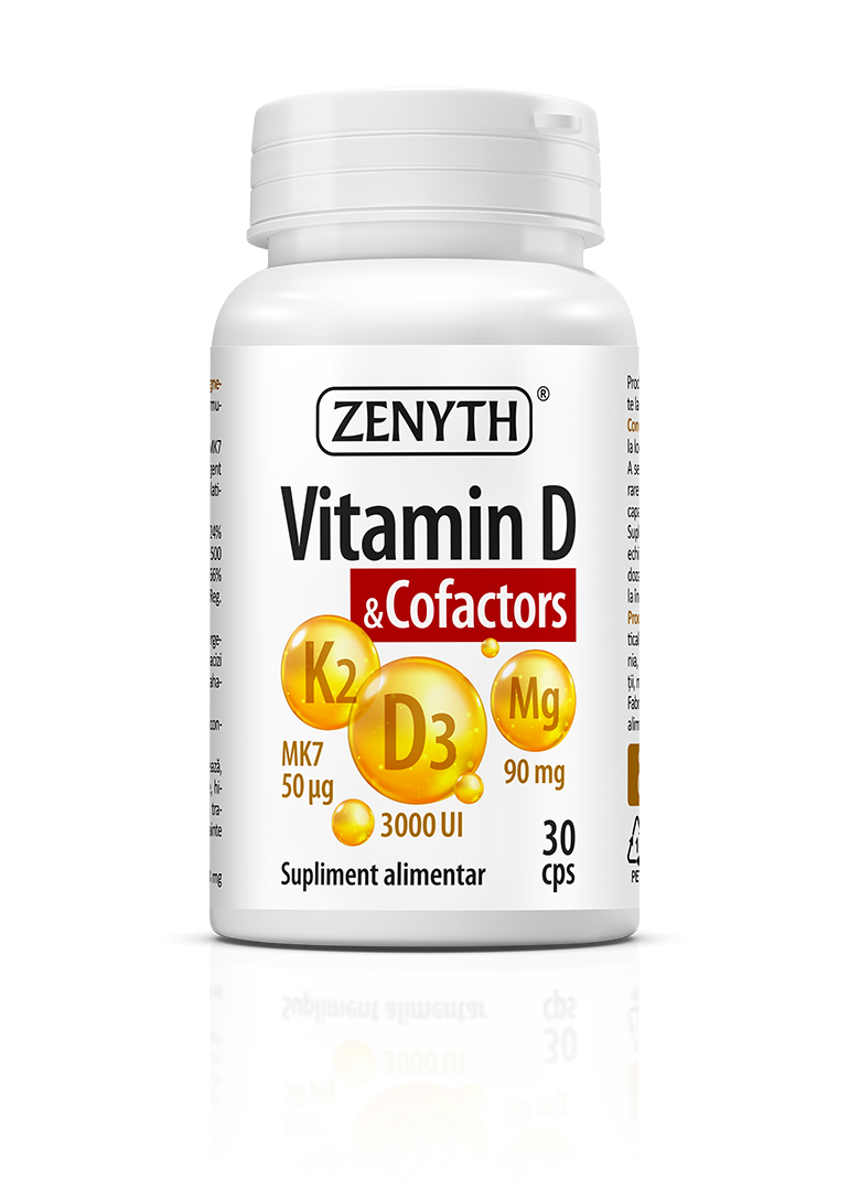 Articulatii si sistem osos - Vitamin D Cofactors 1100mg, 30 capsule, Zenyth, sinapis.ro