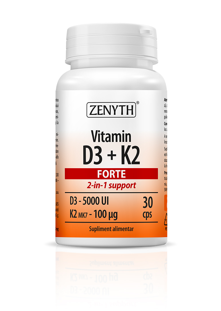  - Vitamin D3 + K2 Forte, 30 capsule, sinapis.ro