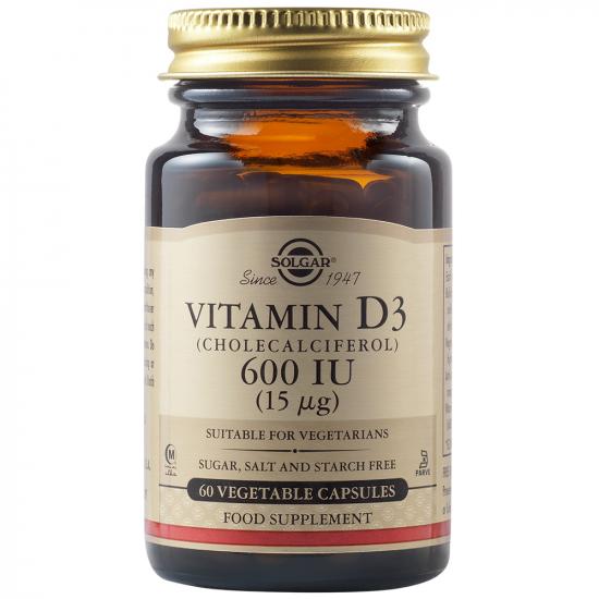 IMUNOMODULATOARE - Vitamin D3 600 UI Colecalciferol 15 mcg, 60 capsule, Solgar, sinapis.ro