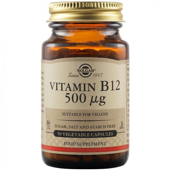 Adulti - Vitamina B12 500 mcg, 50 capsule, Solgar, sinapis.ro