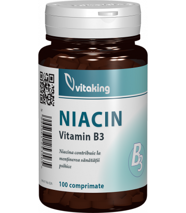 Adulti - Vitamina B3 (niacina), 100 mg,  100 comprimate, Vitaking, sinapis.ro