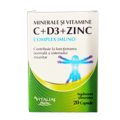 Imunitate - Vitamina C + D3 + Zn, 20 capsule, Viva Pharma, sinapis.ro