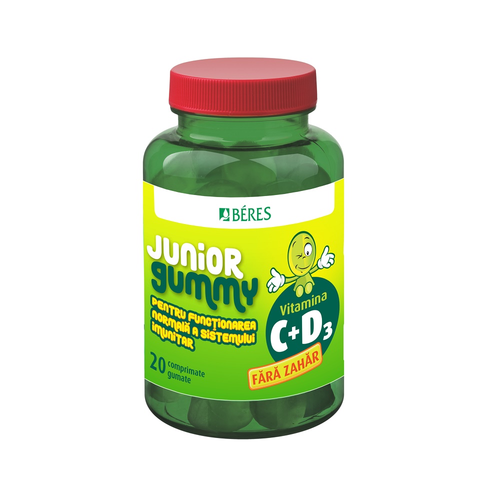 SUPLIMENTE - Vitamina C + D3 Junior Gummy, 20 comprimate gumate, Beres Pharmaceuticals Co, sinapis.ro