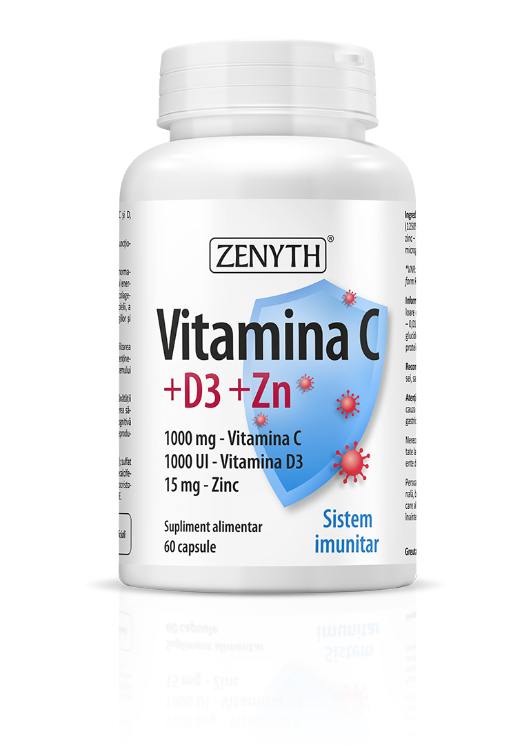 Imunitate - Vitamina C +D3 +Zn, 60 capsule, sinapis.ro
