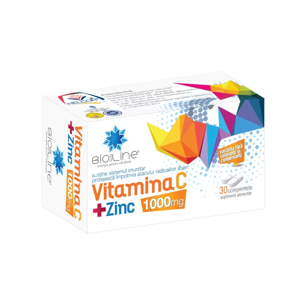 Imunitate - Vitamina C 1000 mg + Zinc, 30 comprimate, Helcor, sinapis.ro