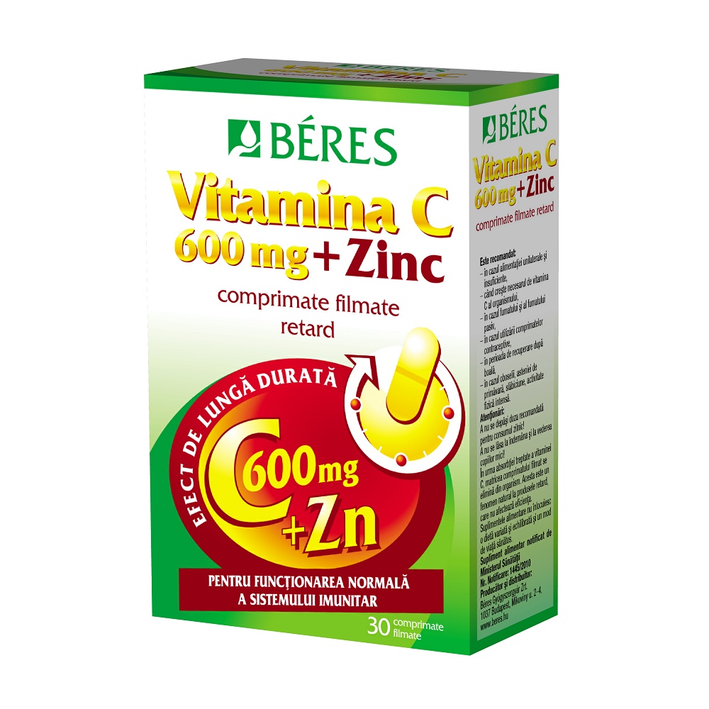 Uz general - Vitamina C 600 mg + Zinc 15 mg, 30 comprimate, Beres, sinapis.ro