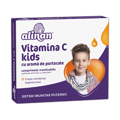 Copii - Vitamina C cu aromă de portocale pentru copii Alinan, 20 comprimate, Fiterman Pharma, sinapis.ro