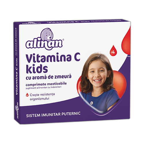 Copii - Vitamina C pentru copii cu aromă de zmeură Alinan, 20 comprimate, Fiterman Pharma, sinapis.ro