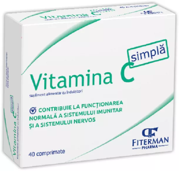 SUPLIMENTE - Vitamina C simpla 180mg, 40 comprimate de supt, Fiterman, sinapis.ro