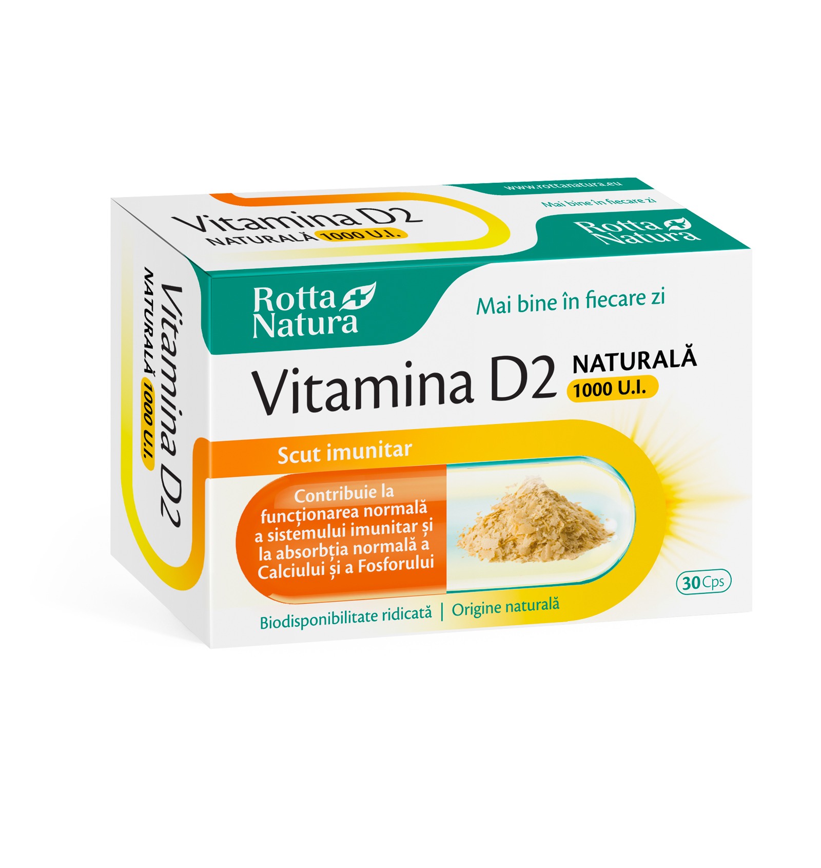 Imunitate - Vitamina D2 naturală, 1000ui, 30 capsule, Rotta Natura, sinapis.ro