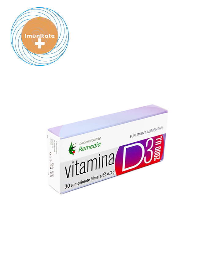Imunitate - Vitamina D3 2000 U.I., 30 comprimate, Remedia, sinapis.ro