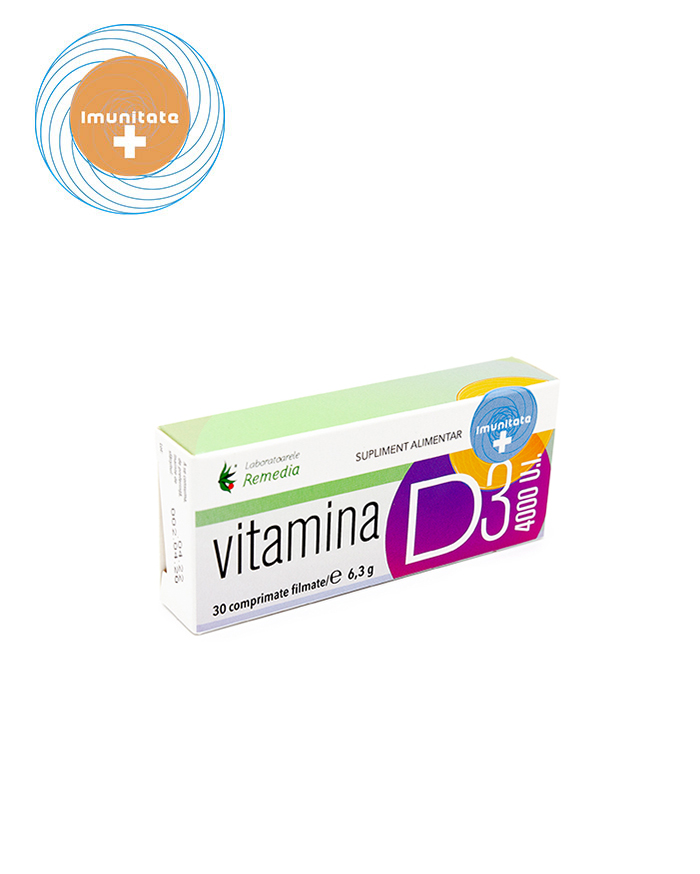 Imunitate - Vitamina D3 4000 U.I., 30 comprimate, Remedia, sinapis.ro