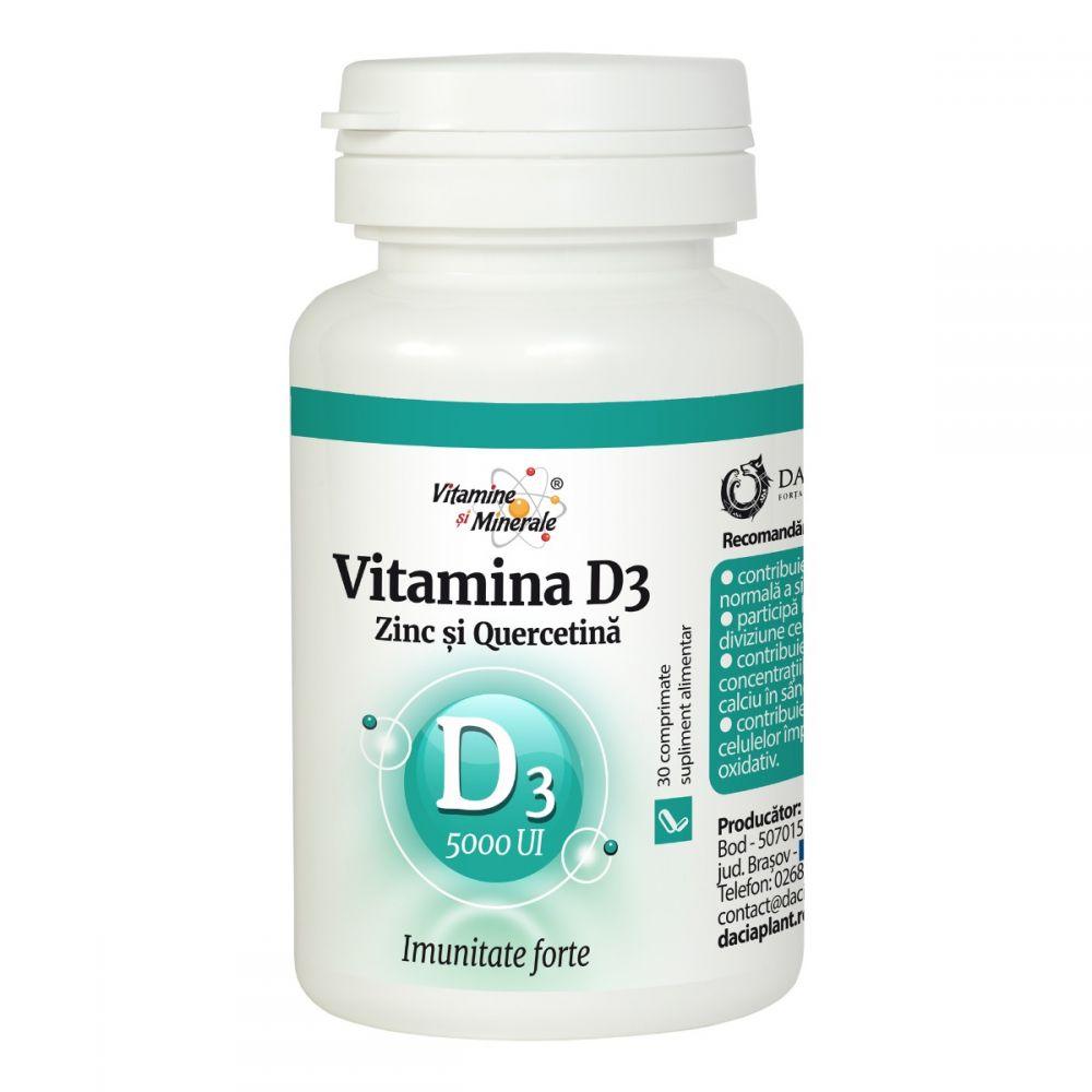 Imunitate - Vitamina D3 5000ui Zinc și Quercetină, 30 comprimatre, Dacia Plant, sinapis.ro