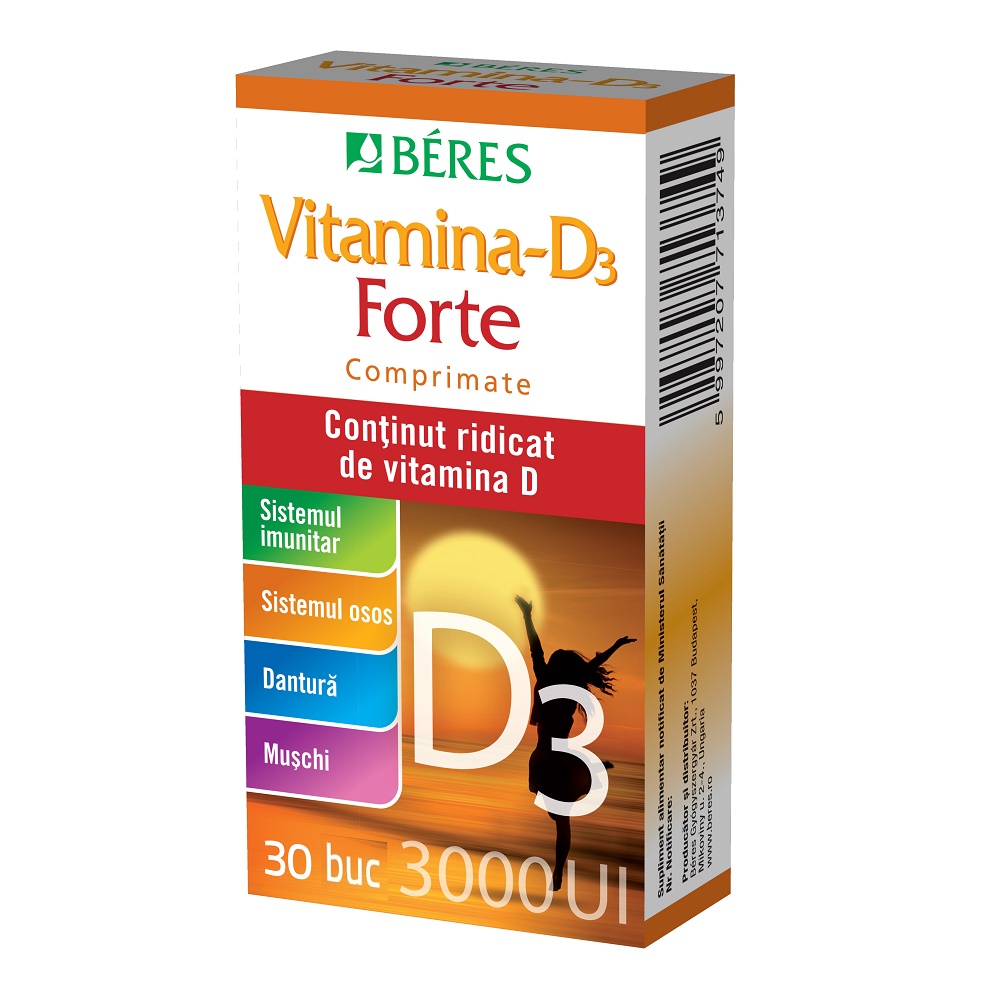 Uz general - Vitamina D3 Forte 3000 UI, 30 comprimate, Beres, sinapis.ro