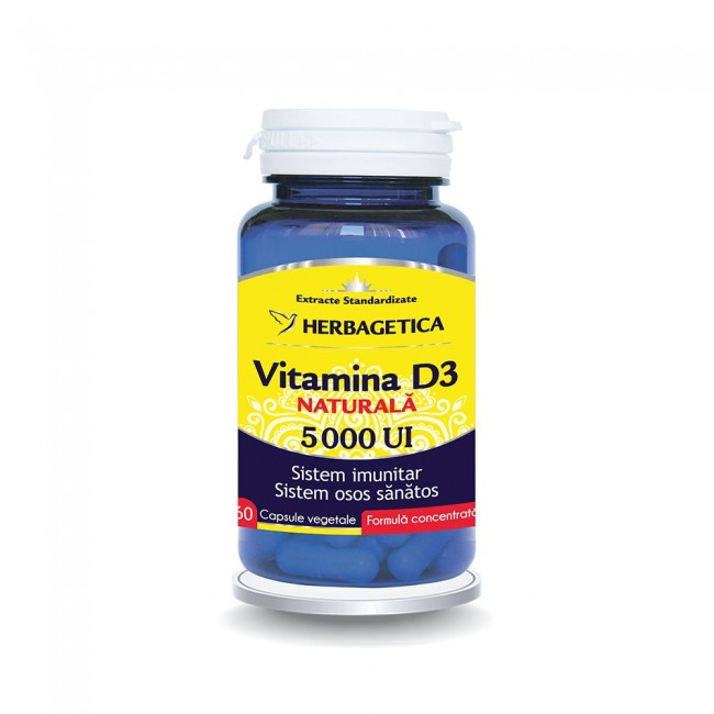 IMUNOMODULATOARE - Vitamina D3 naturala 5000 UI, 60 capsule, sinapis.ro