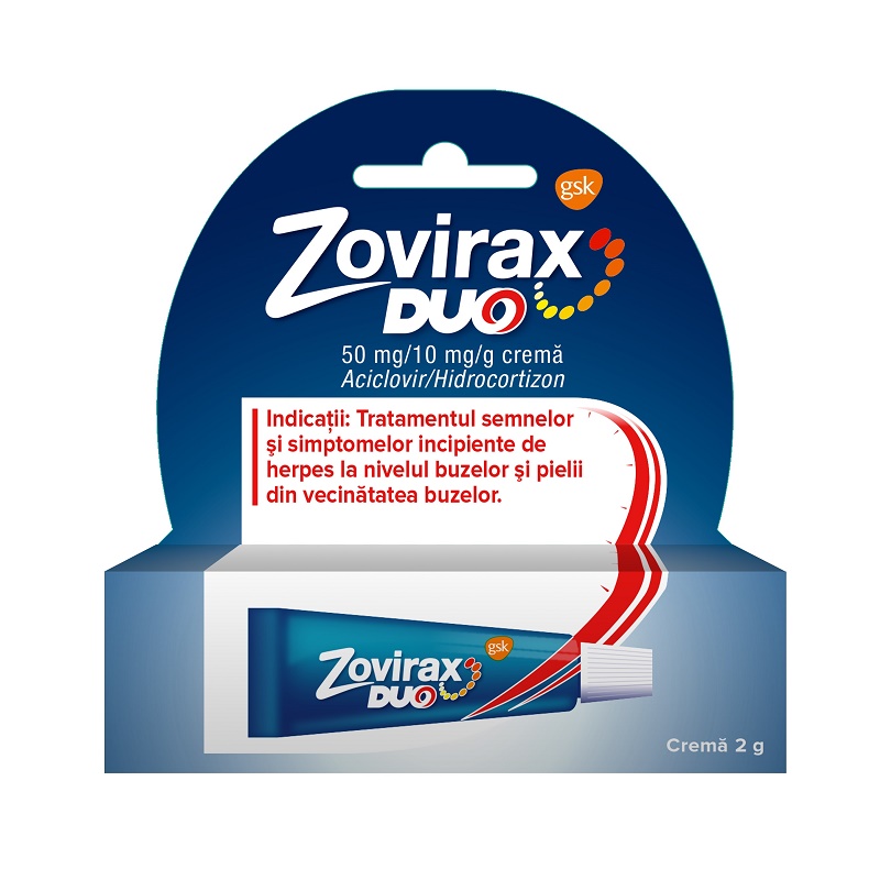 Diverse afectiuni ale pielii - Zovirax Duo 50 mg/10mg/g, 2 g crema, sinapis.ro