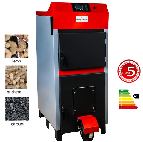 Cazan cu control electronic, functionare pe combustibil solid ECOWOOD PLUS 40 kw 