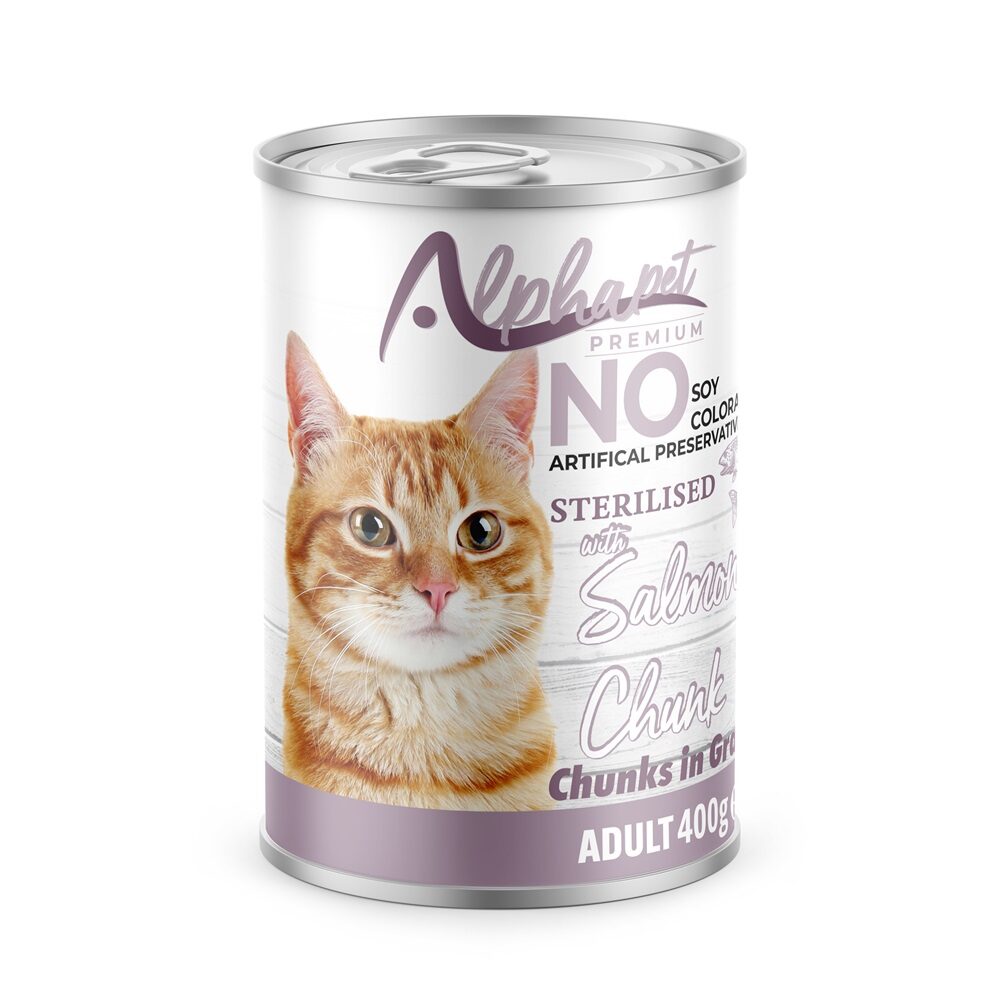Pisici - AlphaPet Hr. Umeda cu Somon pt. Pisici Sterilizate Cons 400g, https:shop.interpet.ro