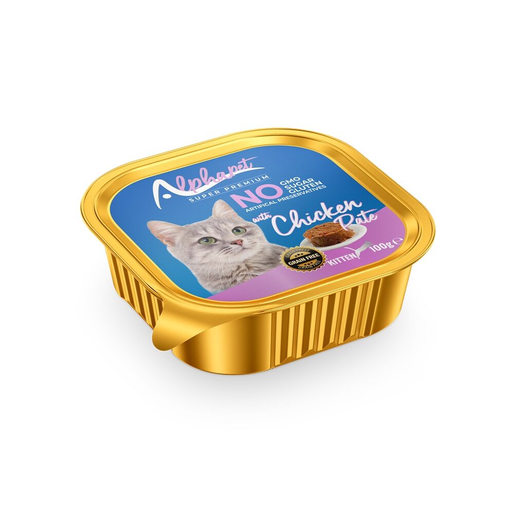 Pisici - AlphaPet Hr. Umeda cu Pui pt. Pisicute Pate 100g, https:shop.interpet.ro