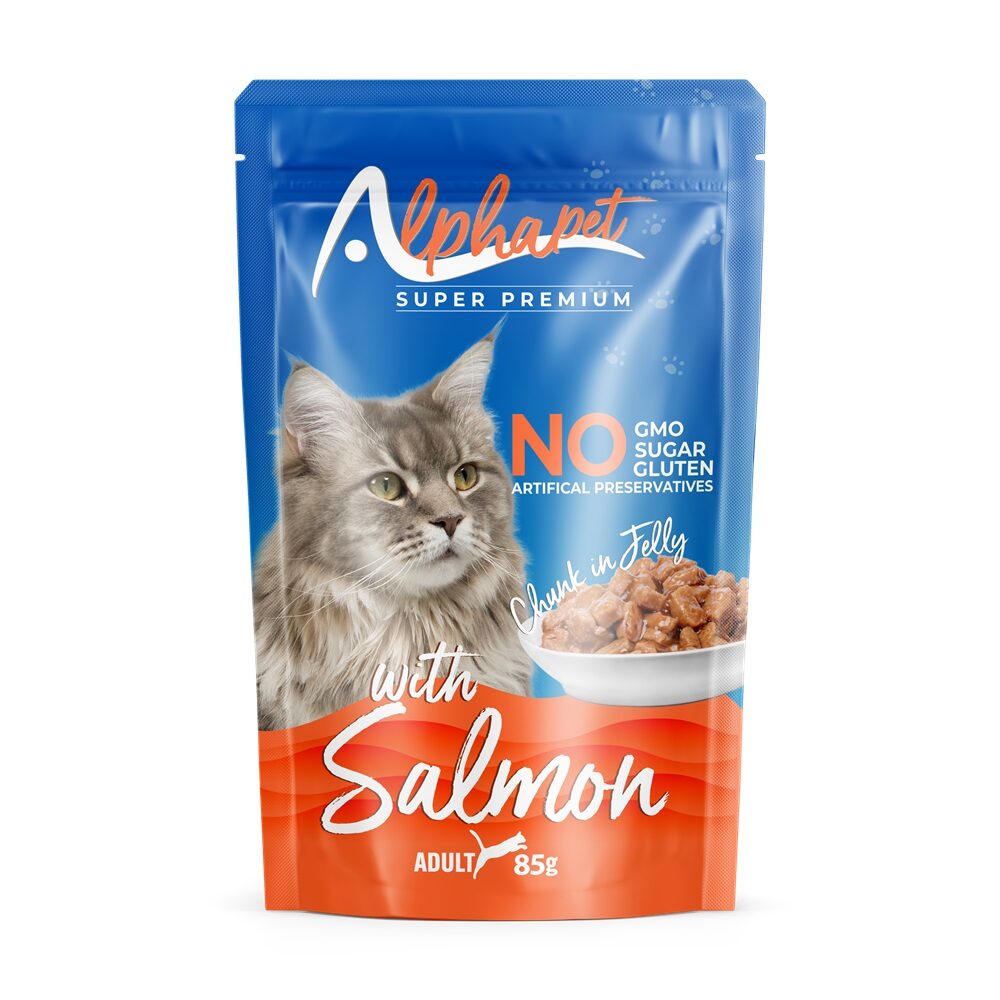 Pisici - AlphaPet Hr. Umeda cu Somon pt. Pisici Plic 85g, https:shop.interpet.ro