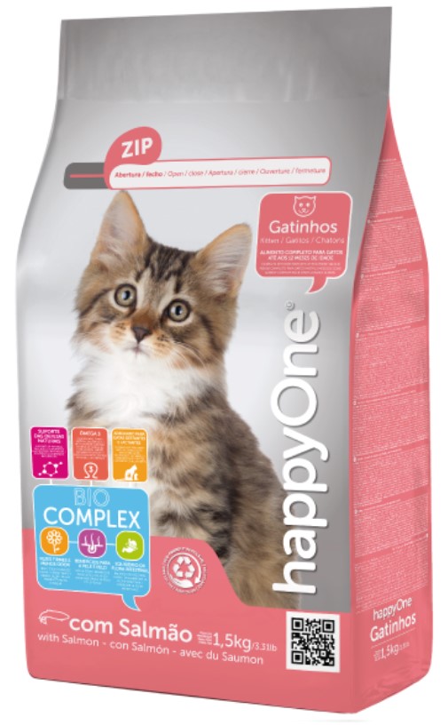 Pisici - HappyOne Hr. Uscata cu Somon pentru pisicute 1.5kg, https:shop.interpet.ro