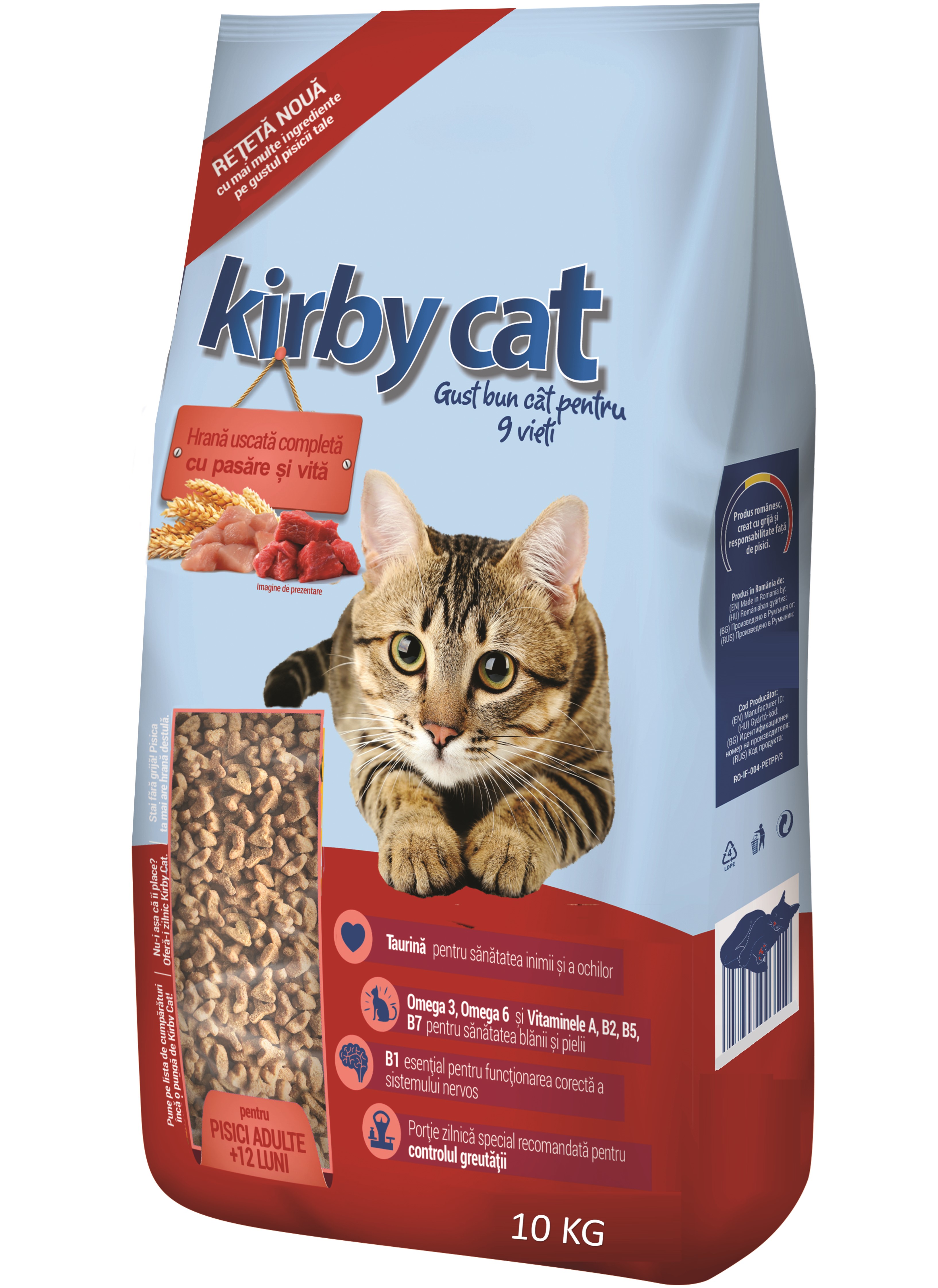 Pisici - KIRBY CAT Hr Uscata cu PASARE si VITA pt pisici 10KG, https:shop.interpet.ro