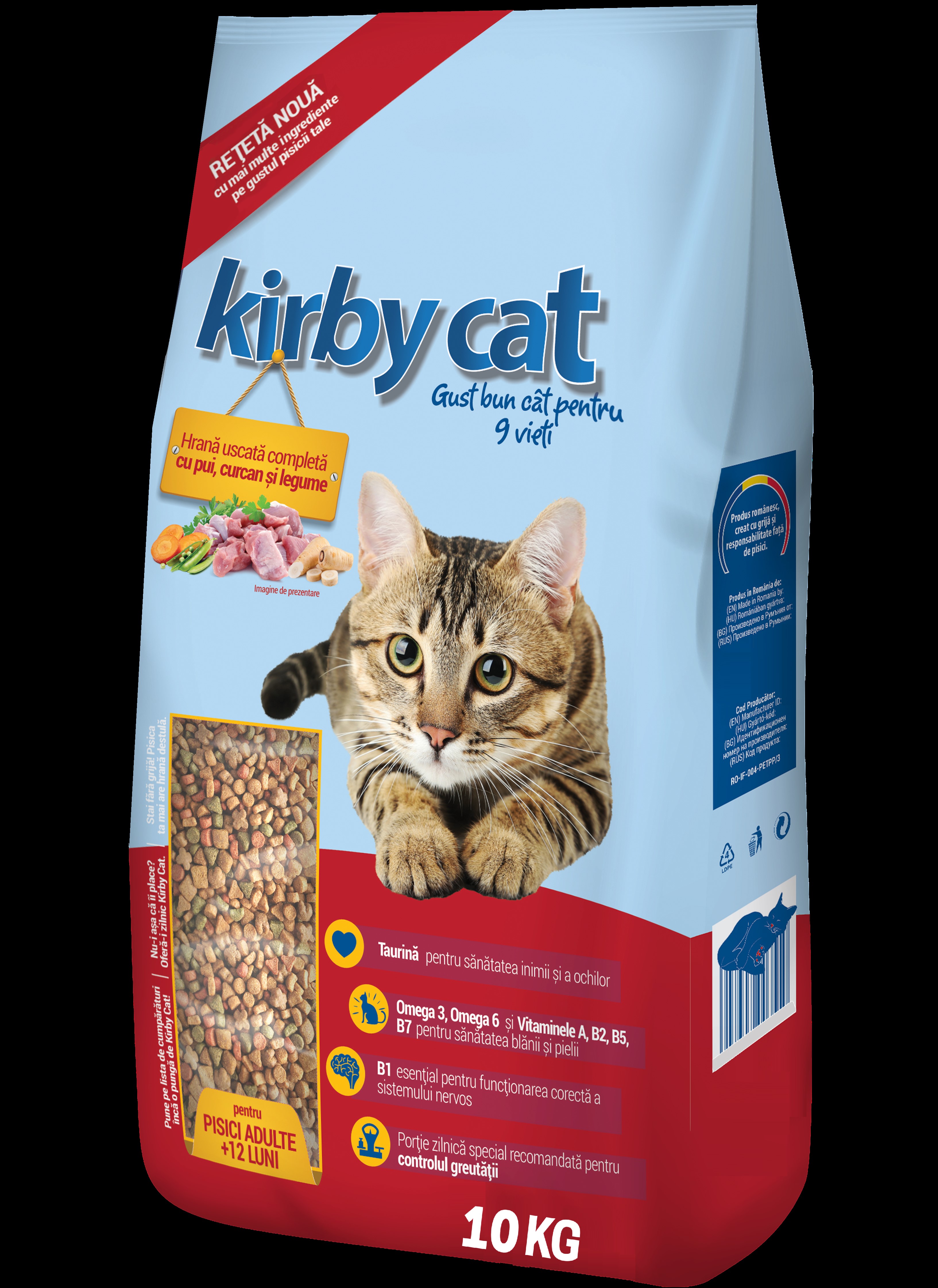 Pisici - KIRBY CAT Hr Uscata cu PUI CURCAN LEGUME pt pisici 10 KG, https:shop.interpet.ro