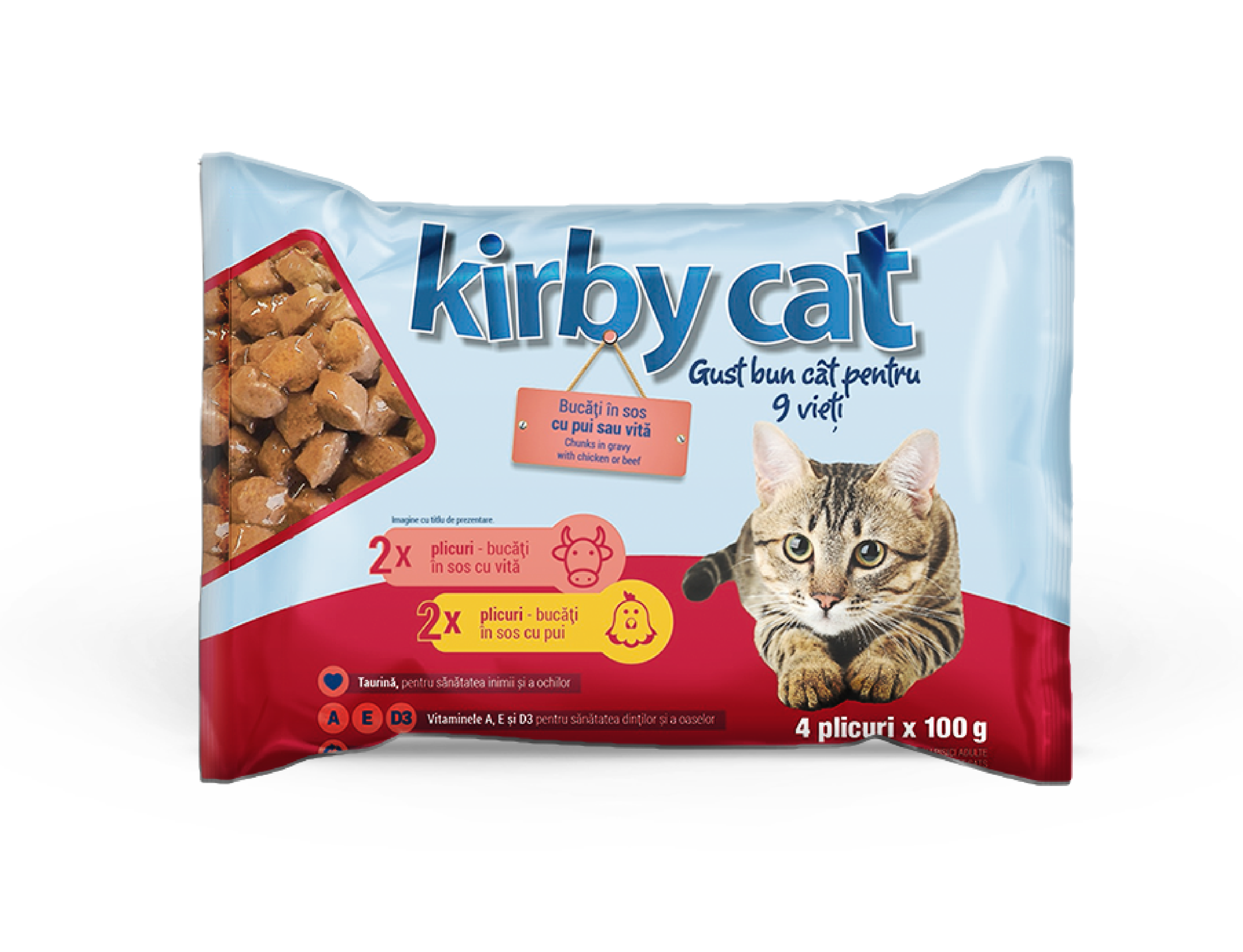 Hrana umeda - Kirby Cat Plicuri Pui si Vita 4x100g, https:shop.interpet.ro